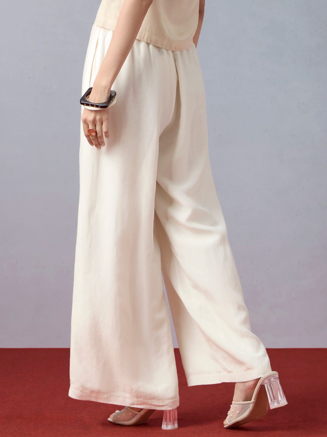 Solid Straight Leg Pants - Cream