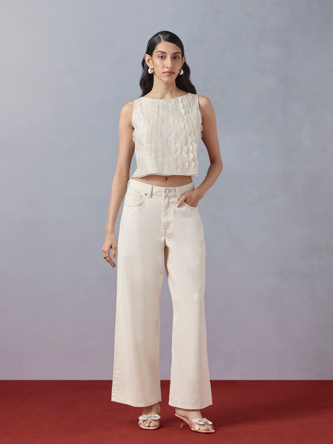 Scalloped Top - Ivory