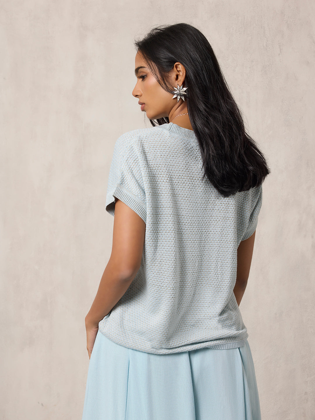 Knitted T-Shirt - Light Blue
