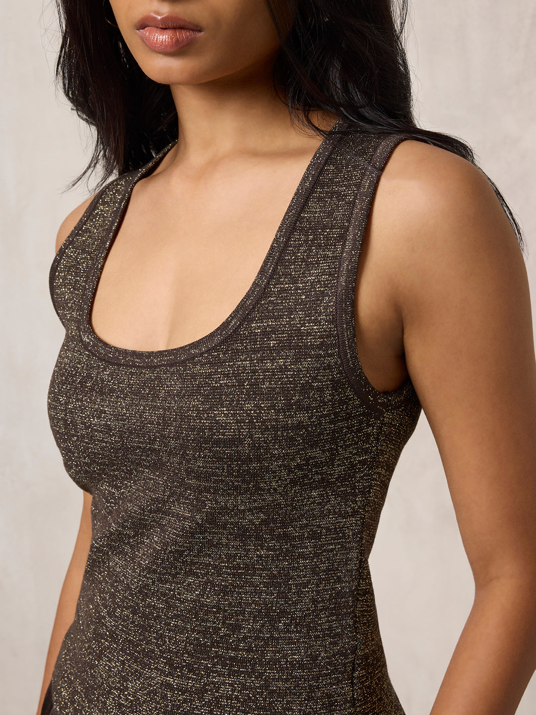 Shimmer Tank Top - Brown