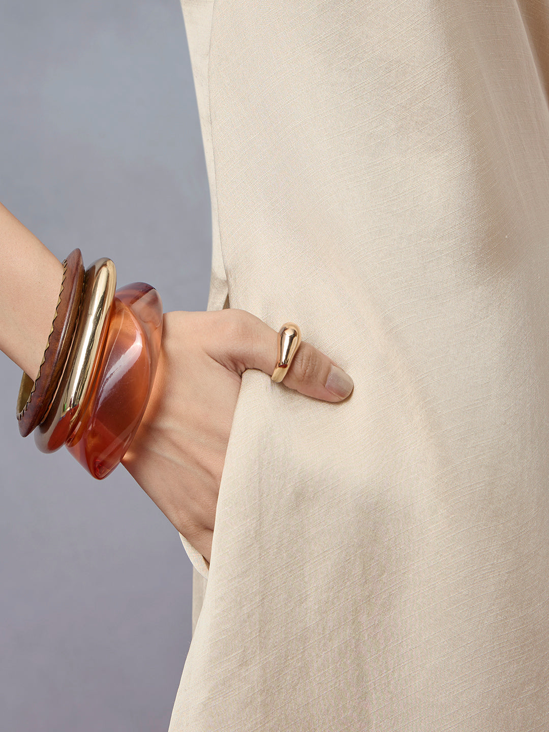 Printed Midi Dress - Beige