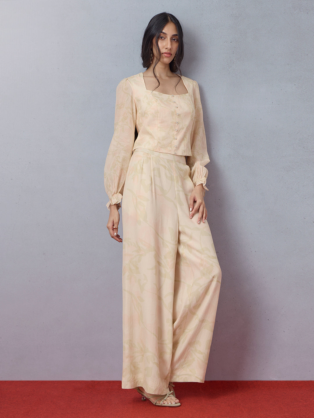 Printed Co-ord Set - Beige