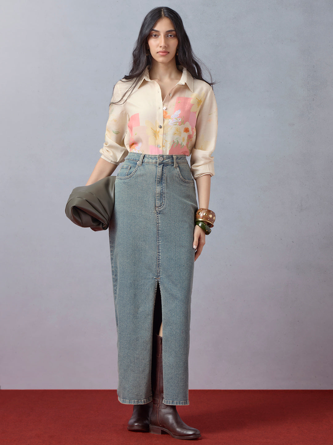 Floral Printed Shirt - Beige