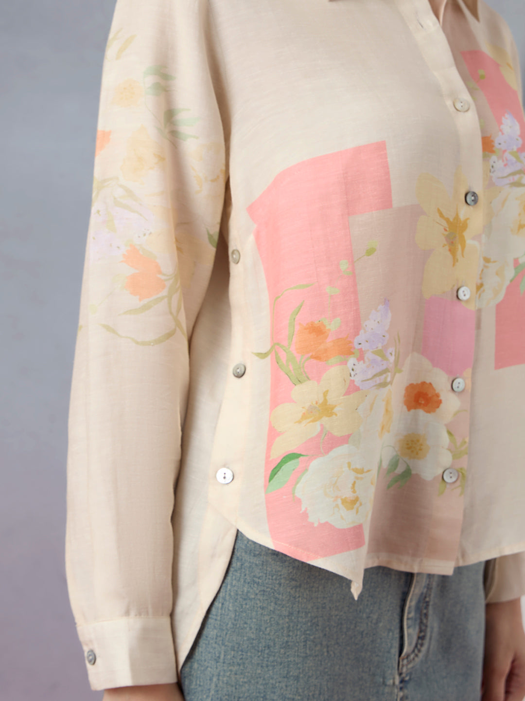 Floral Printed Shirt - Beige
