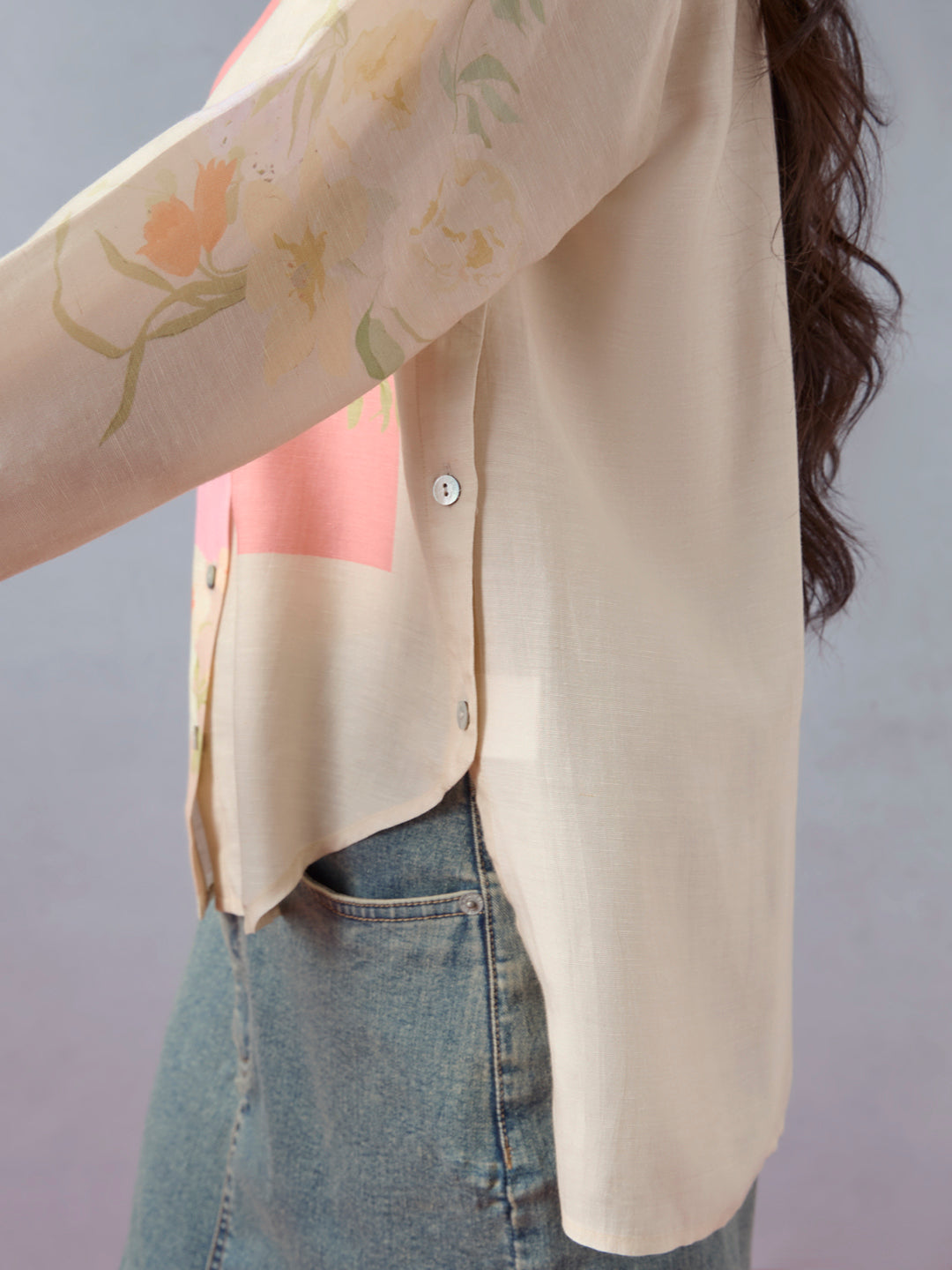 Floral Printed Shirt - Beige