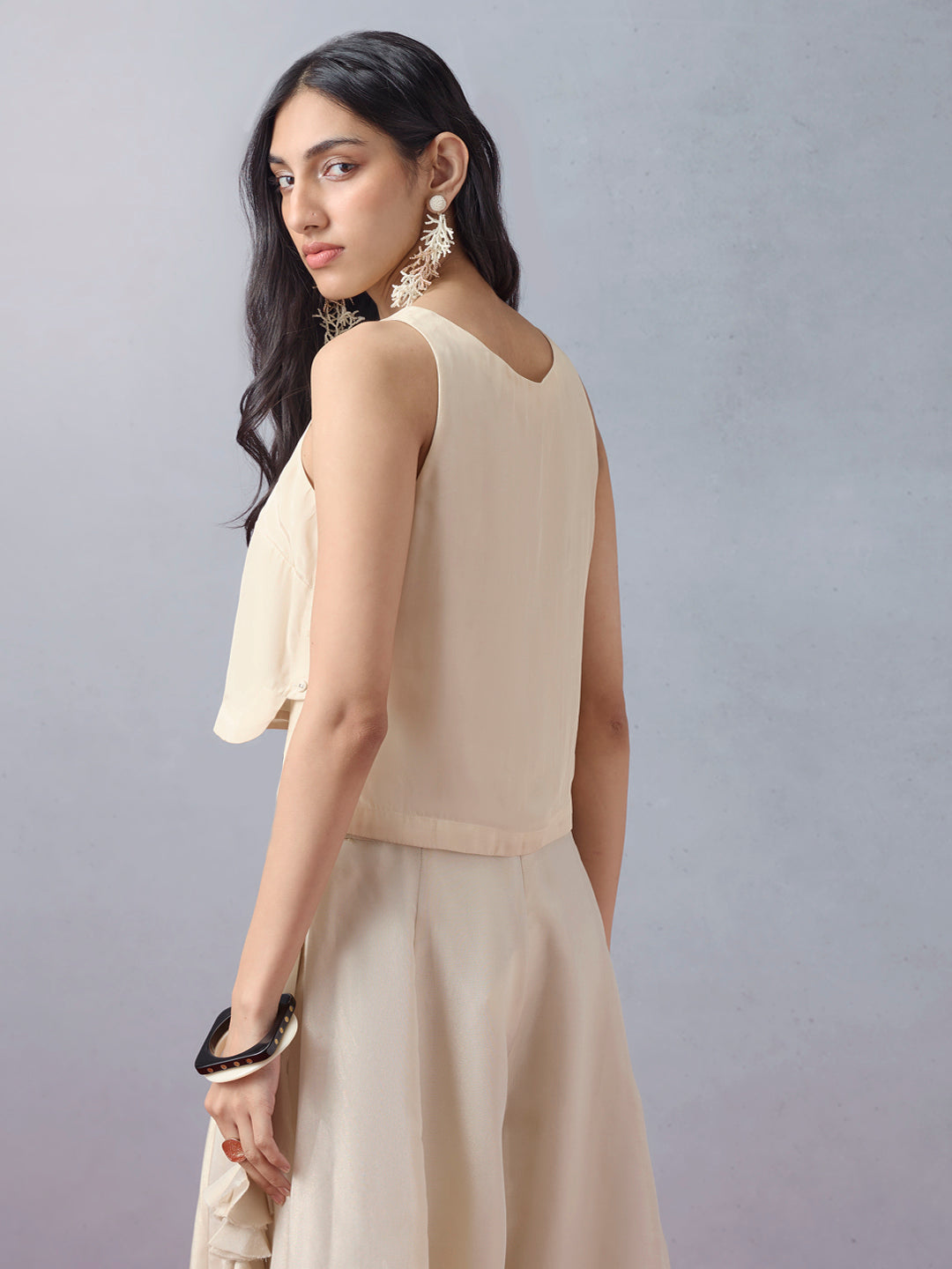 Floral Crop Top - Beige