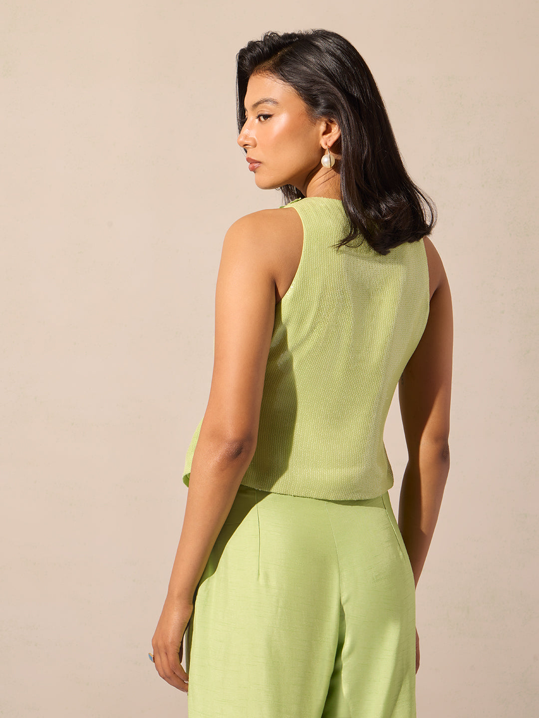 Floral Waistcoat Top - Green