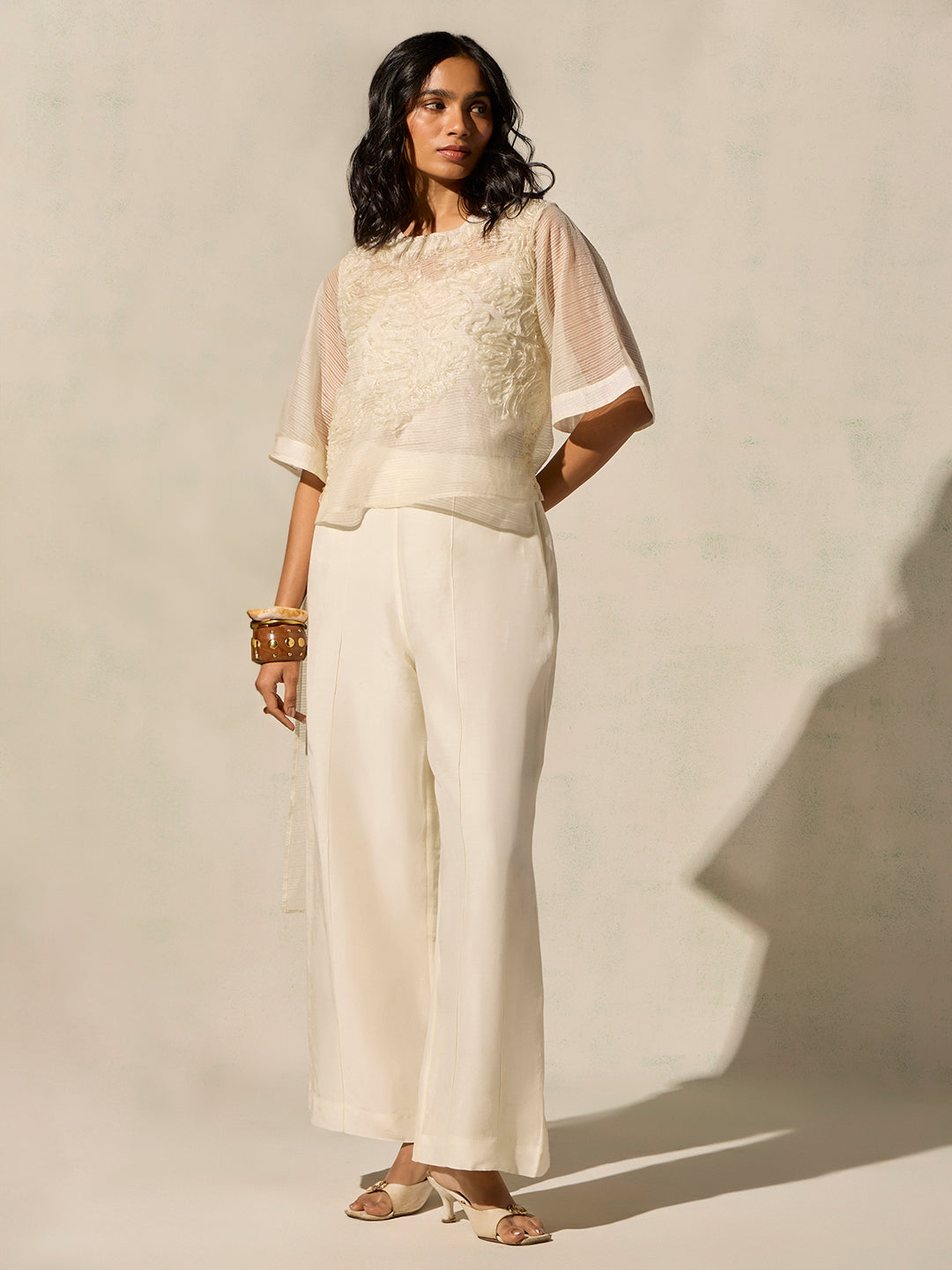 High-Low Top with Camisole - Ivory