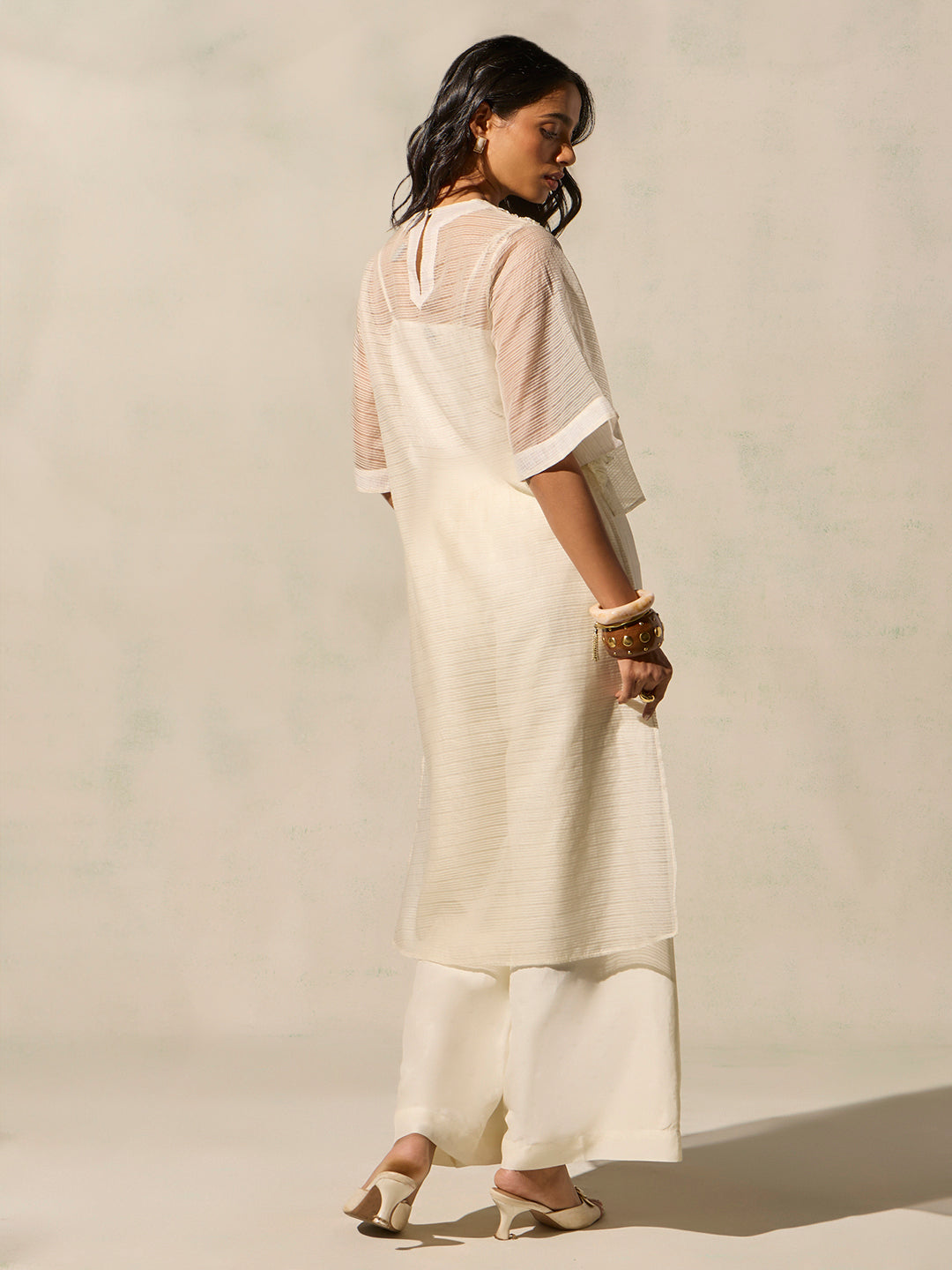 High-Low Top with Camisole - Ivory