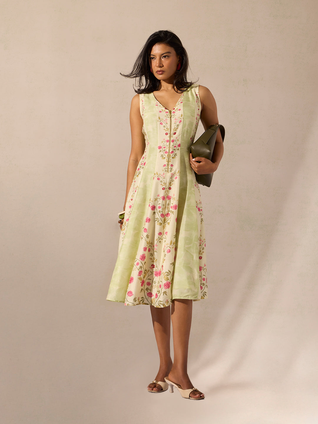 Floral Midi Dress - Green
