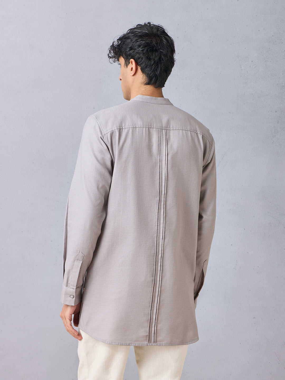 Pintuck Detailed Kurta - Grey