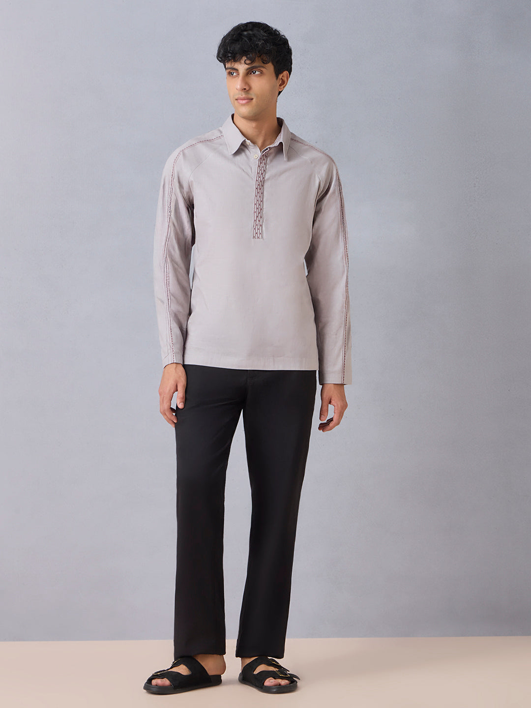 Solid Short Kurta - Grey