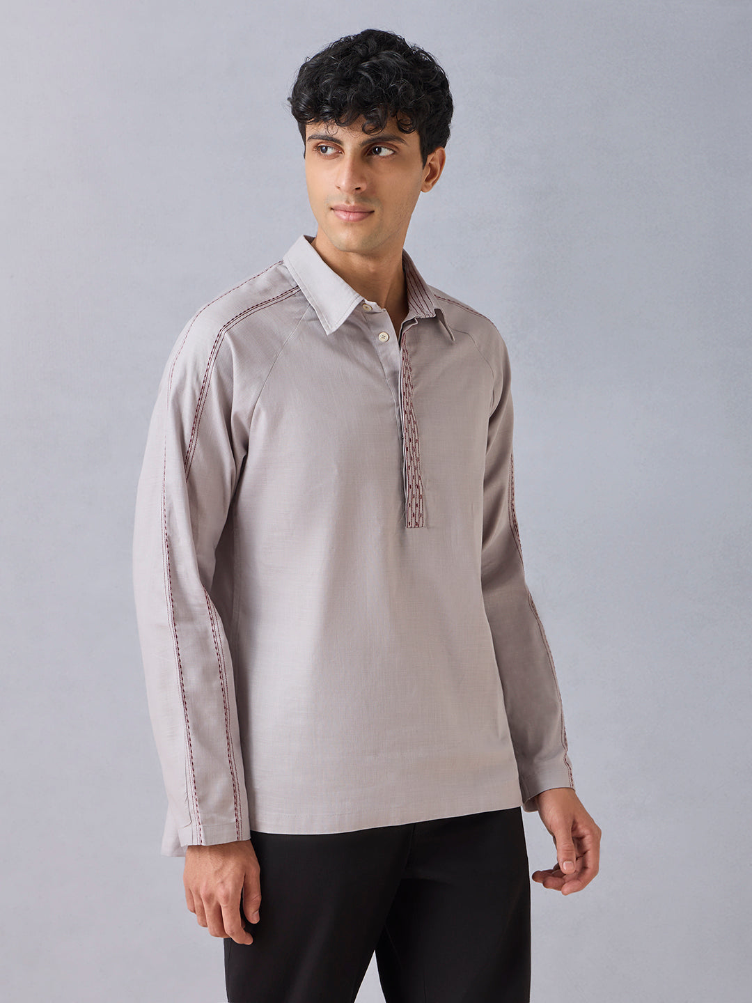 Solid Short Kurta - Grey