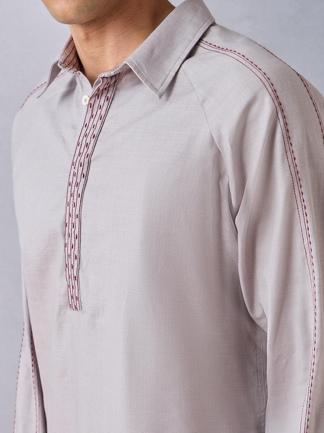 Solid Short Kurta - Grey