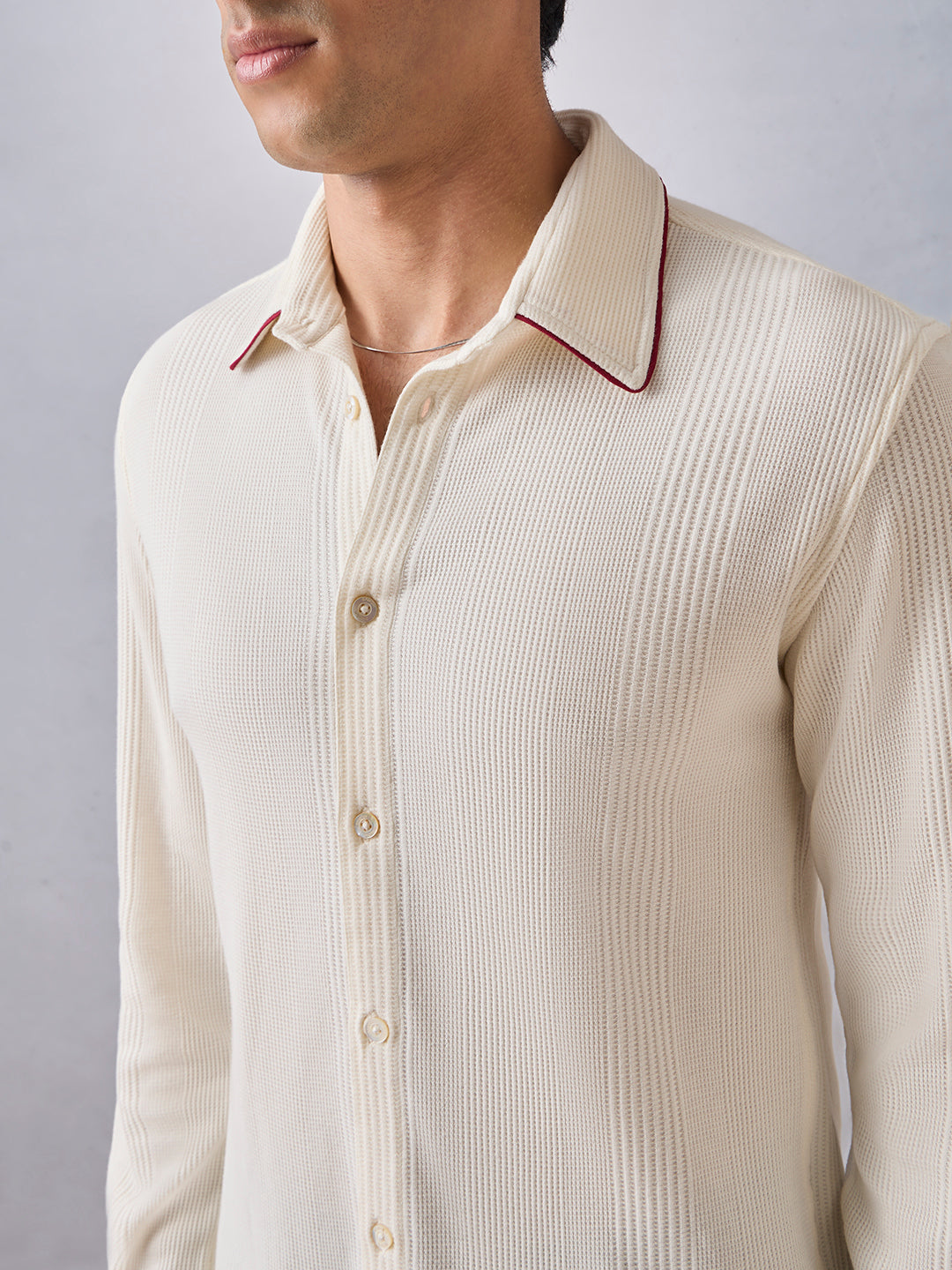 Knit-Textured Shirt - Cream