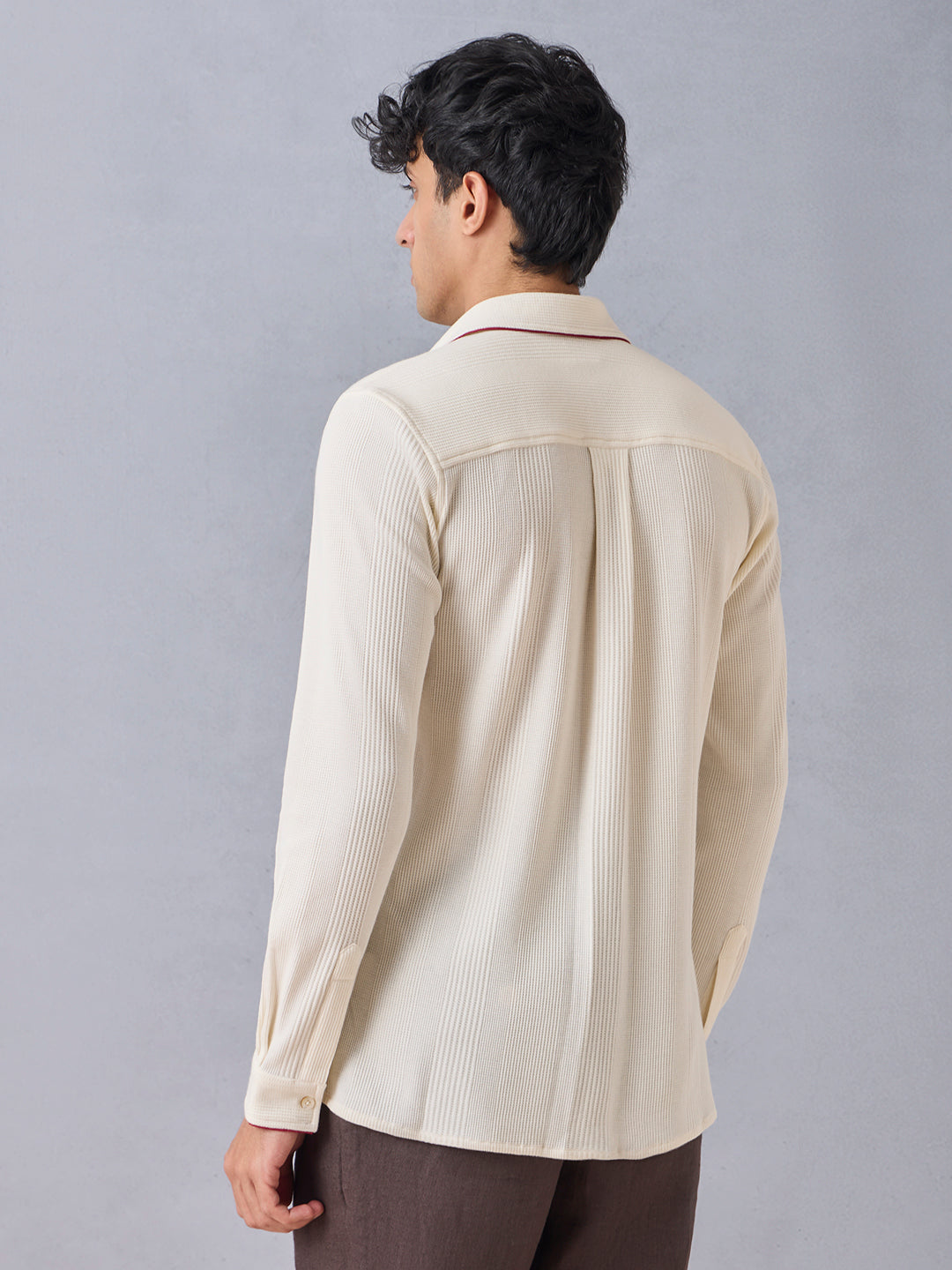 Knit-Textured Shirt - Cream