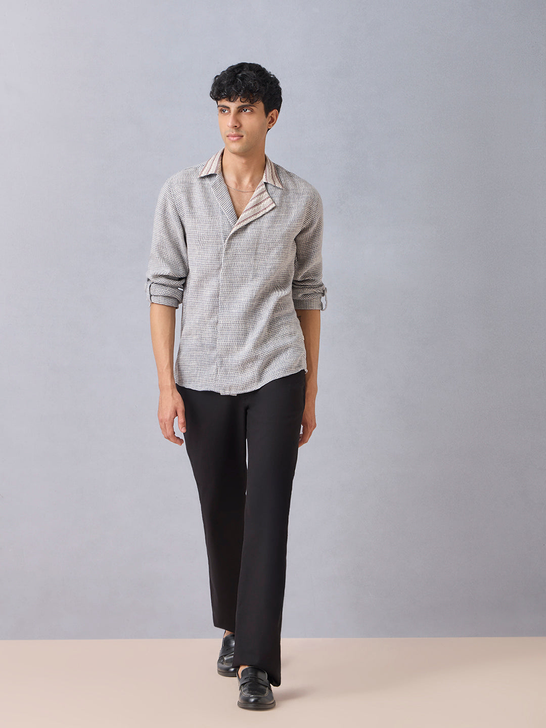 Knit-Textured Shirt - Grey