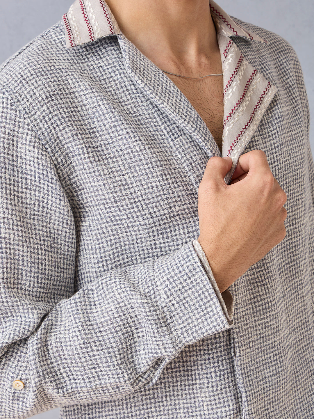 Knit-Textured Shirt - Grey