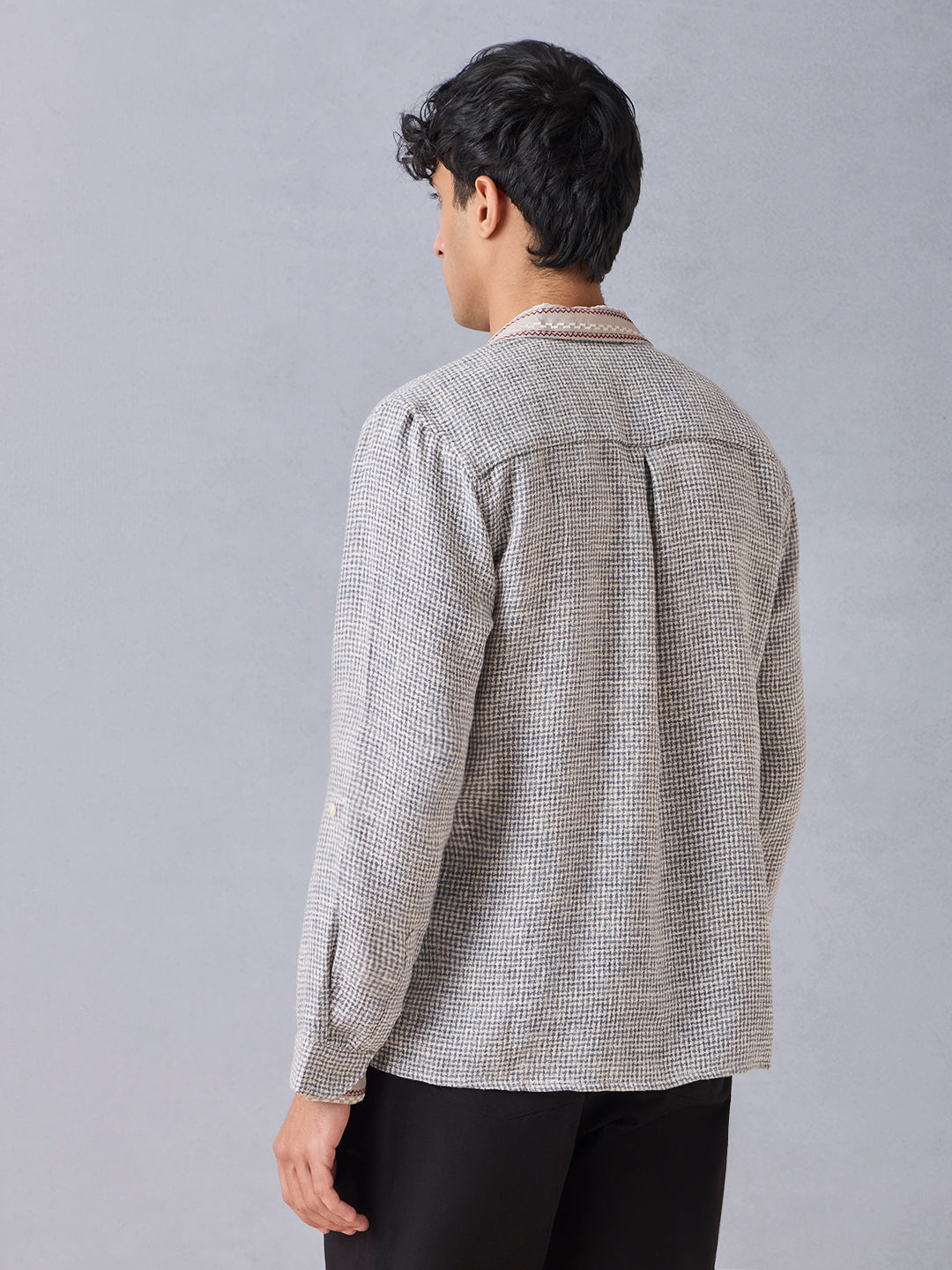 Knit-Textured Shirt - Grey
