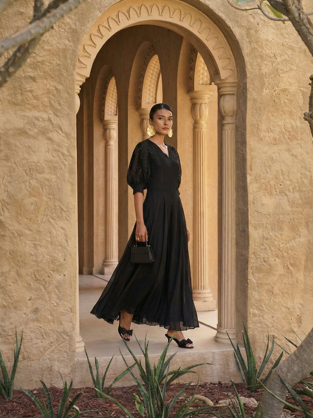 Embellished Maxi Dress - Black