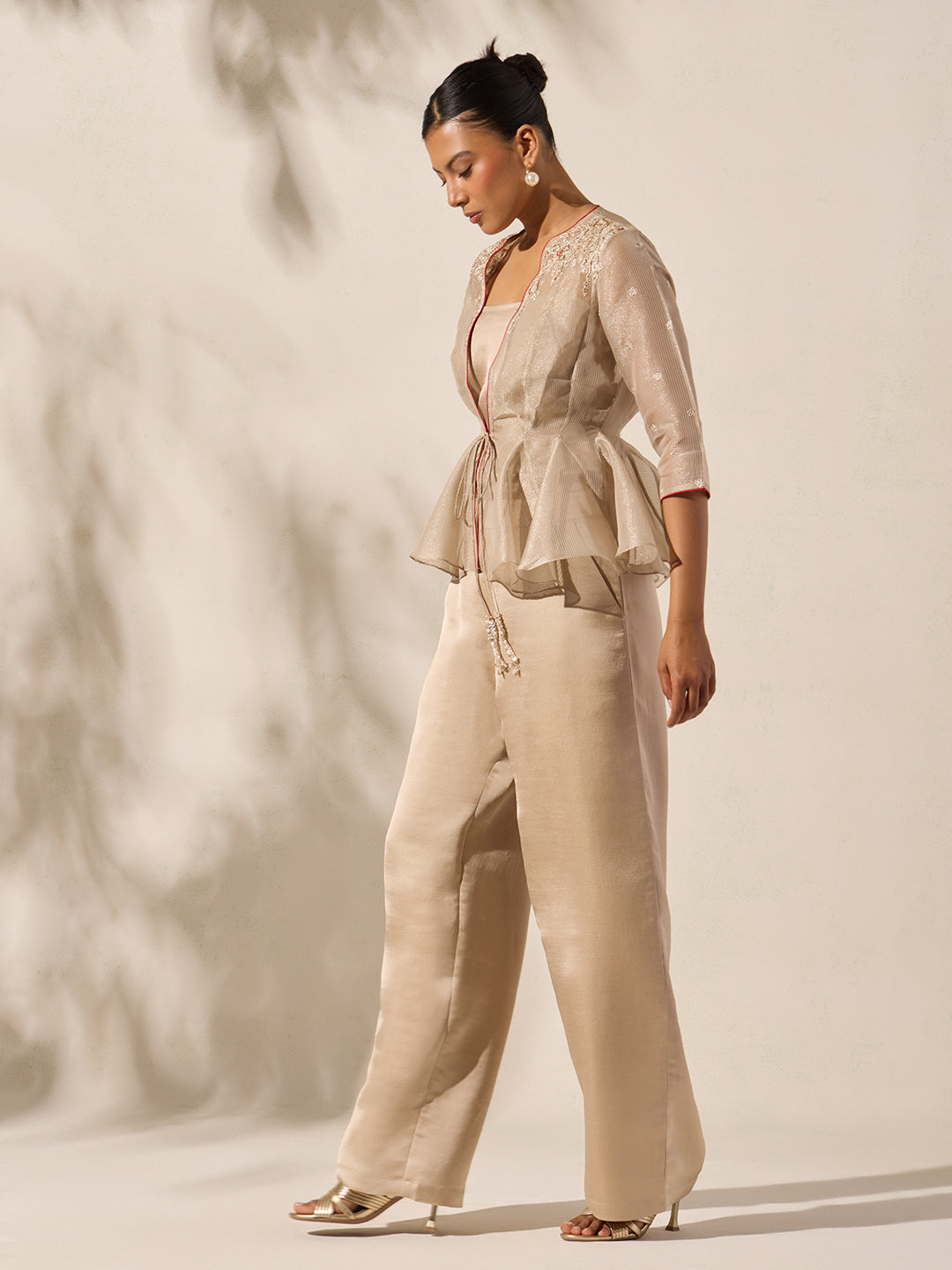 Straight-Leg Pants - Beige
