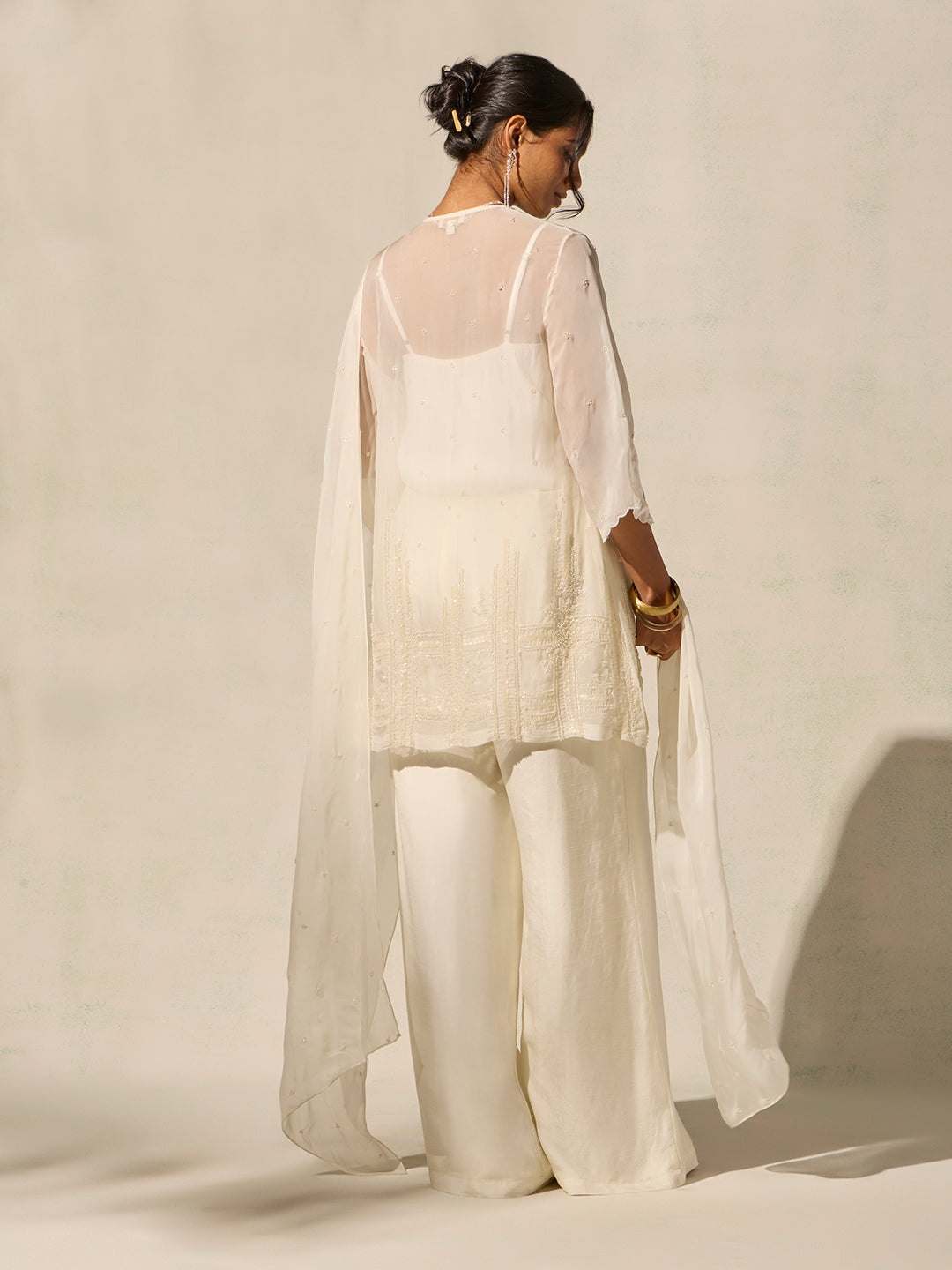 Embellished Kurta Set - Cream