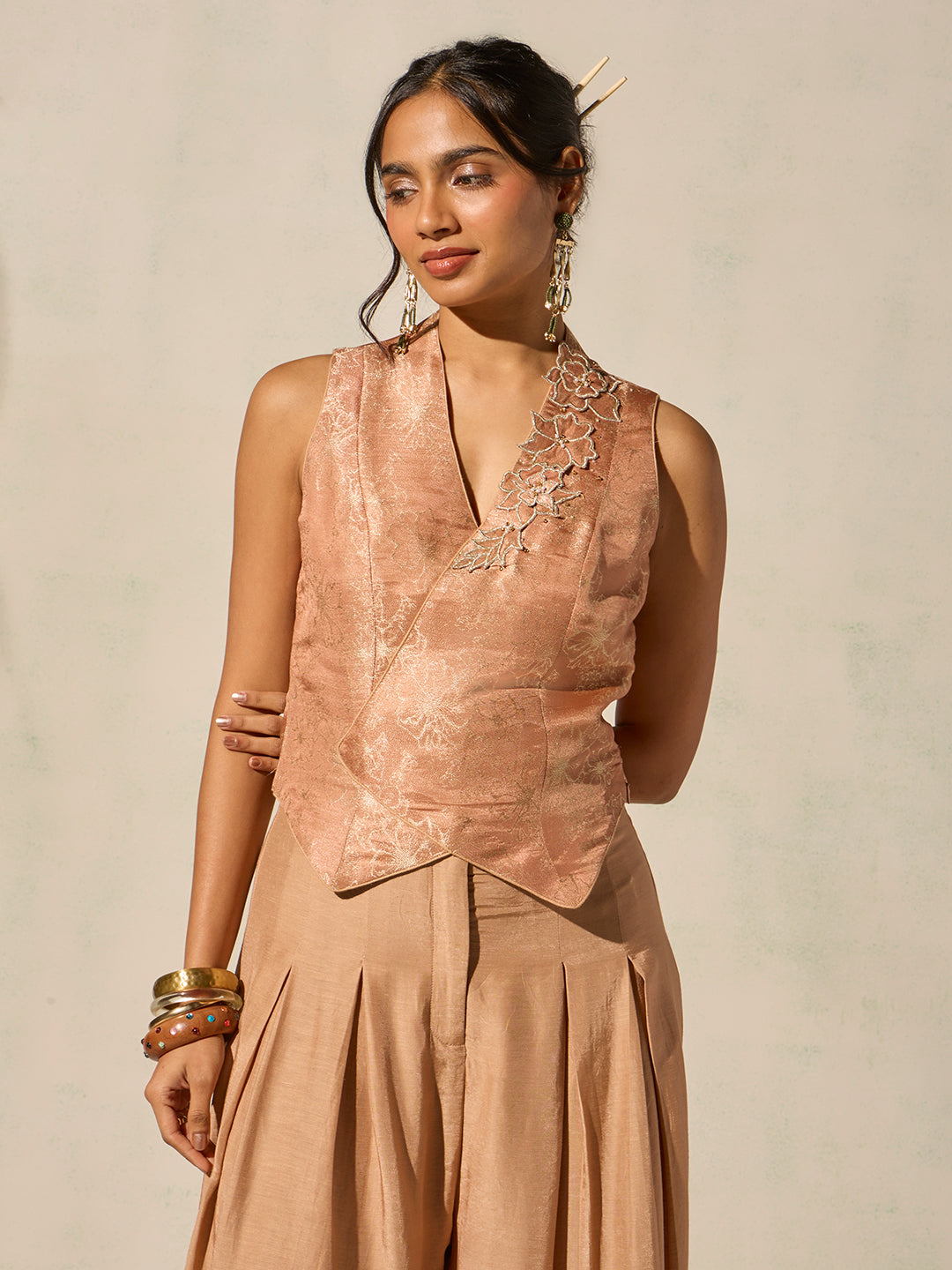 Jacquard Top - Peach