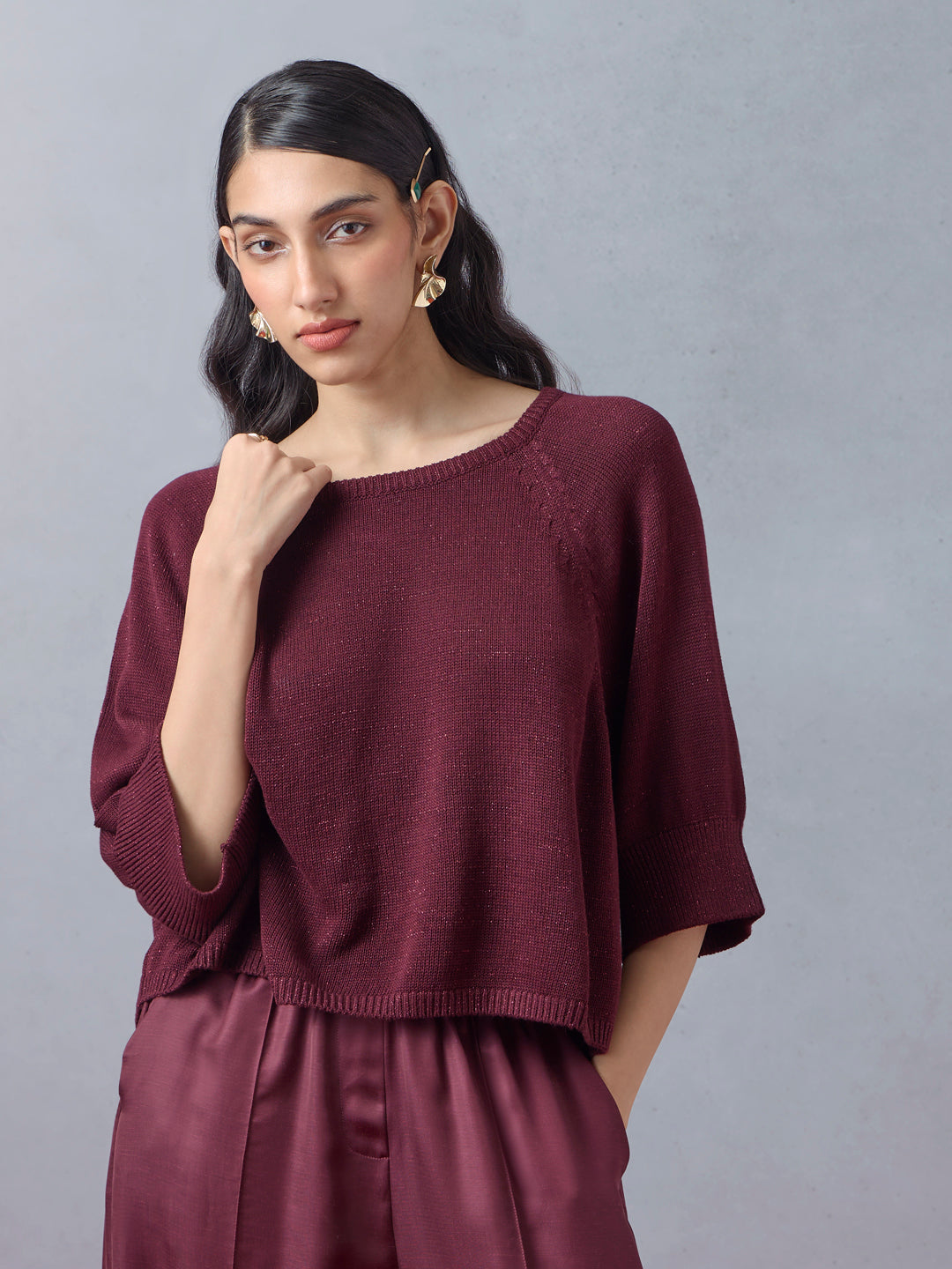 Knitted Top - Maroon