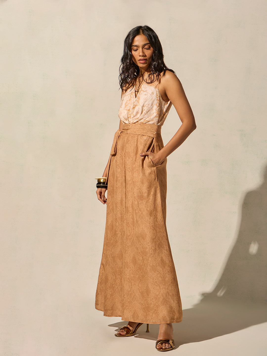 Printed Jumpsuit - Peach