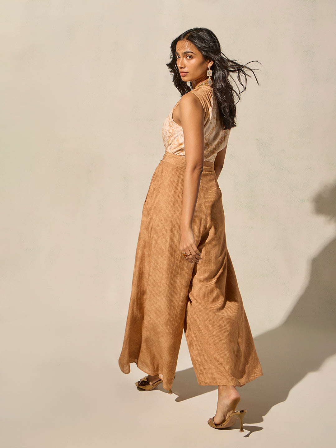 Printed Jumpsuit - Peach