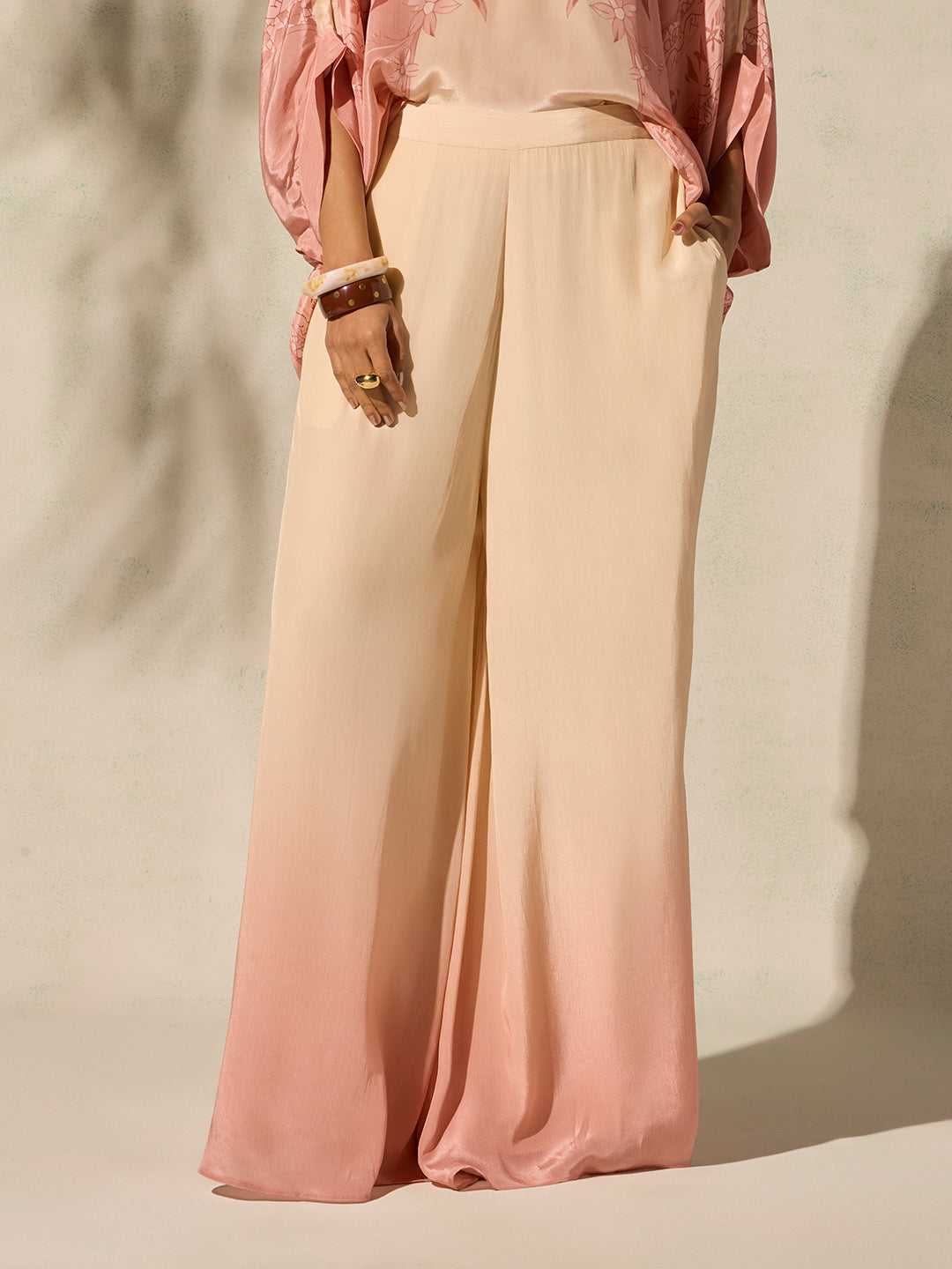Ombre Wide-Leg Pants - Beige