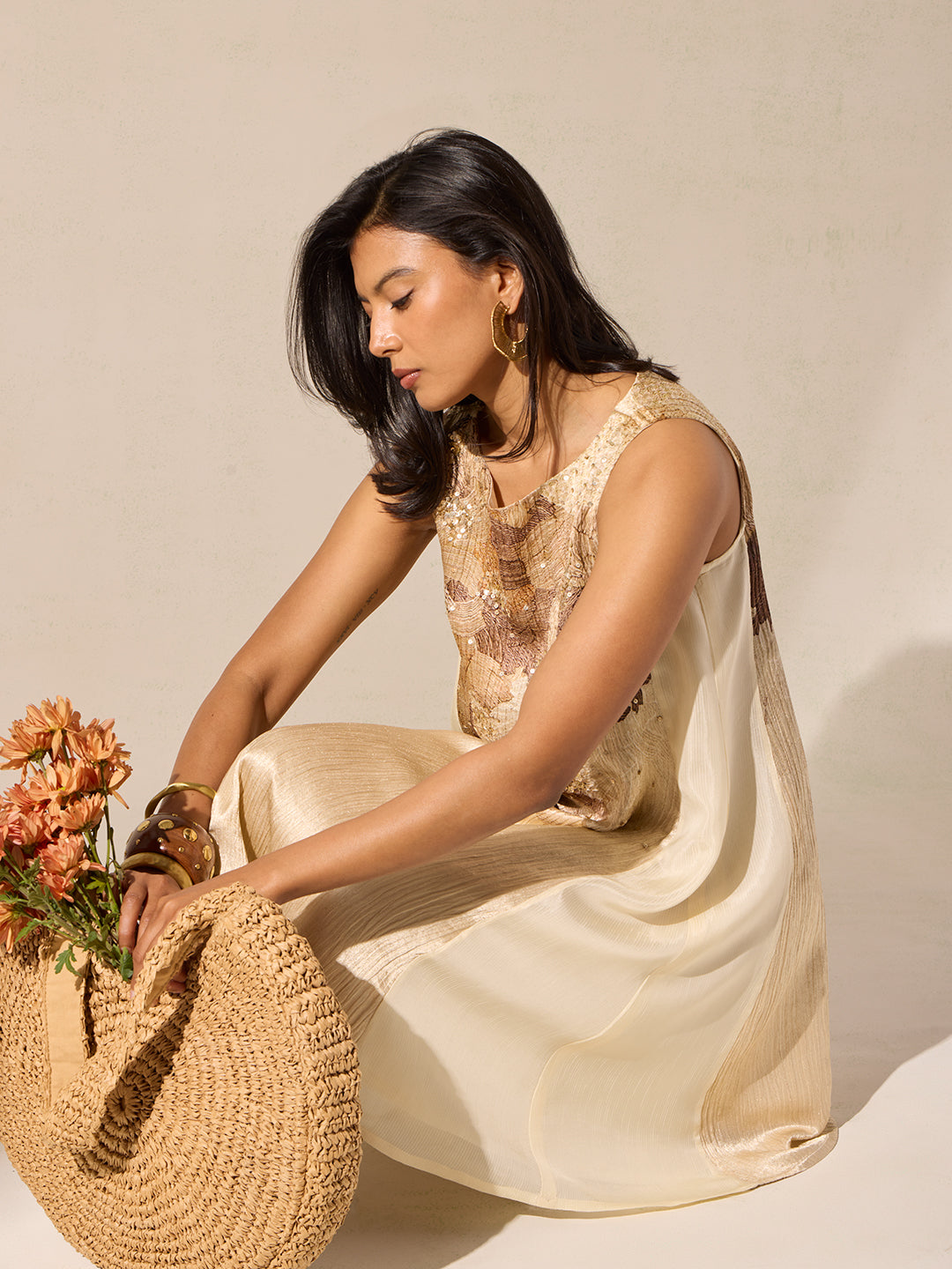 Printed Dress - Ivory