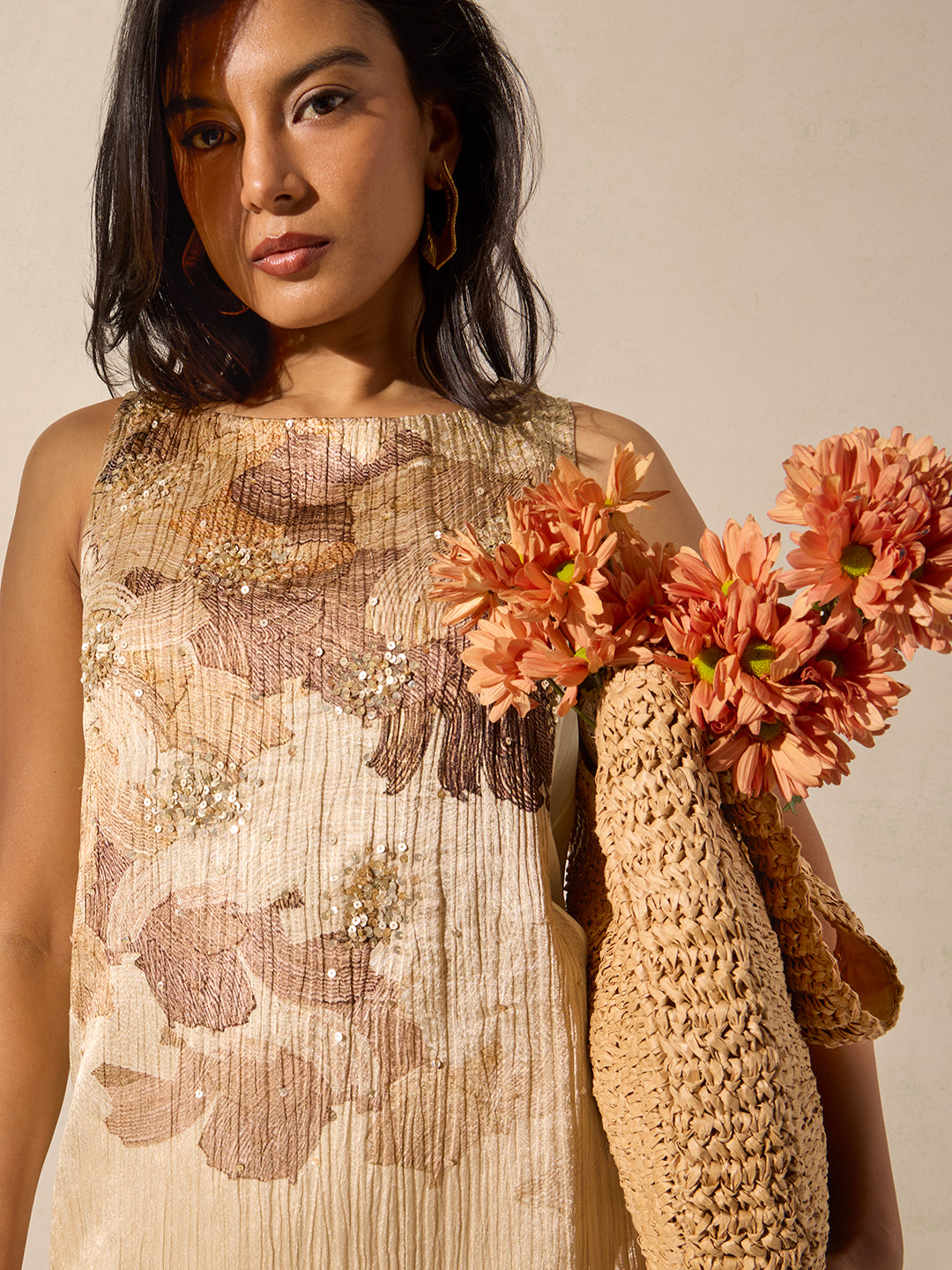 Printed Dress - Ivory