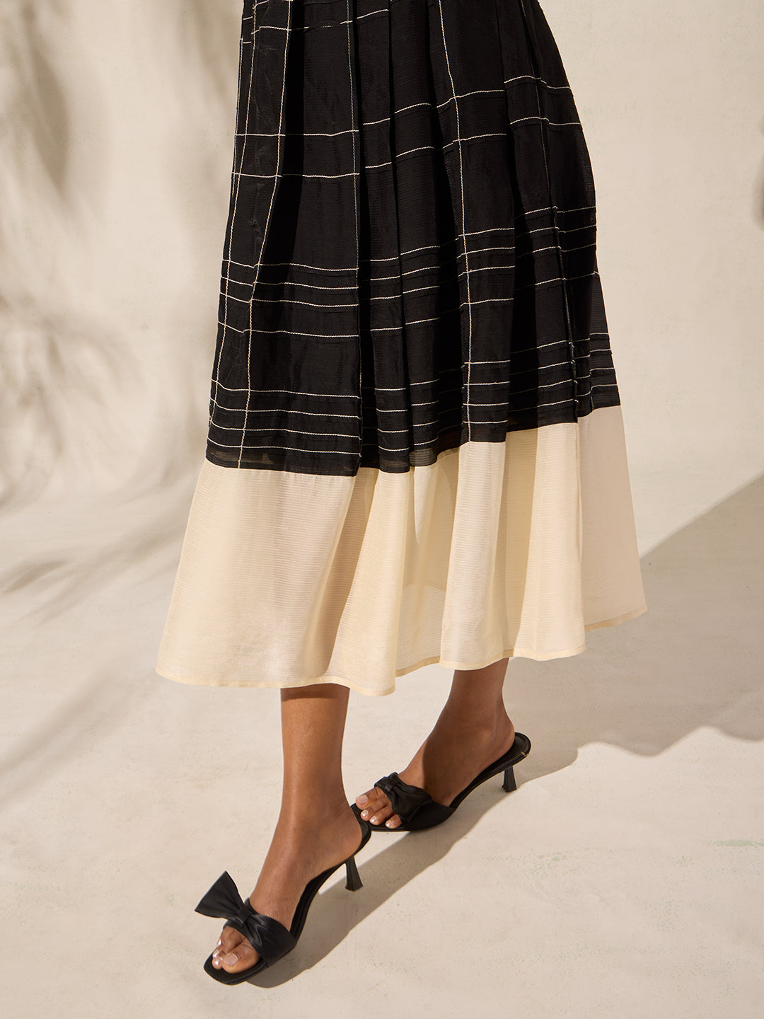 Check Midi Dress - Black