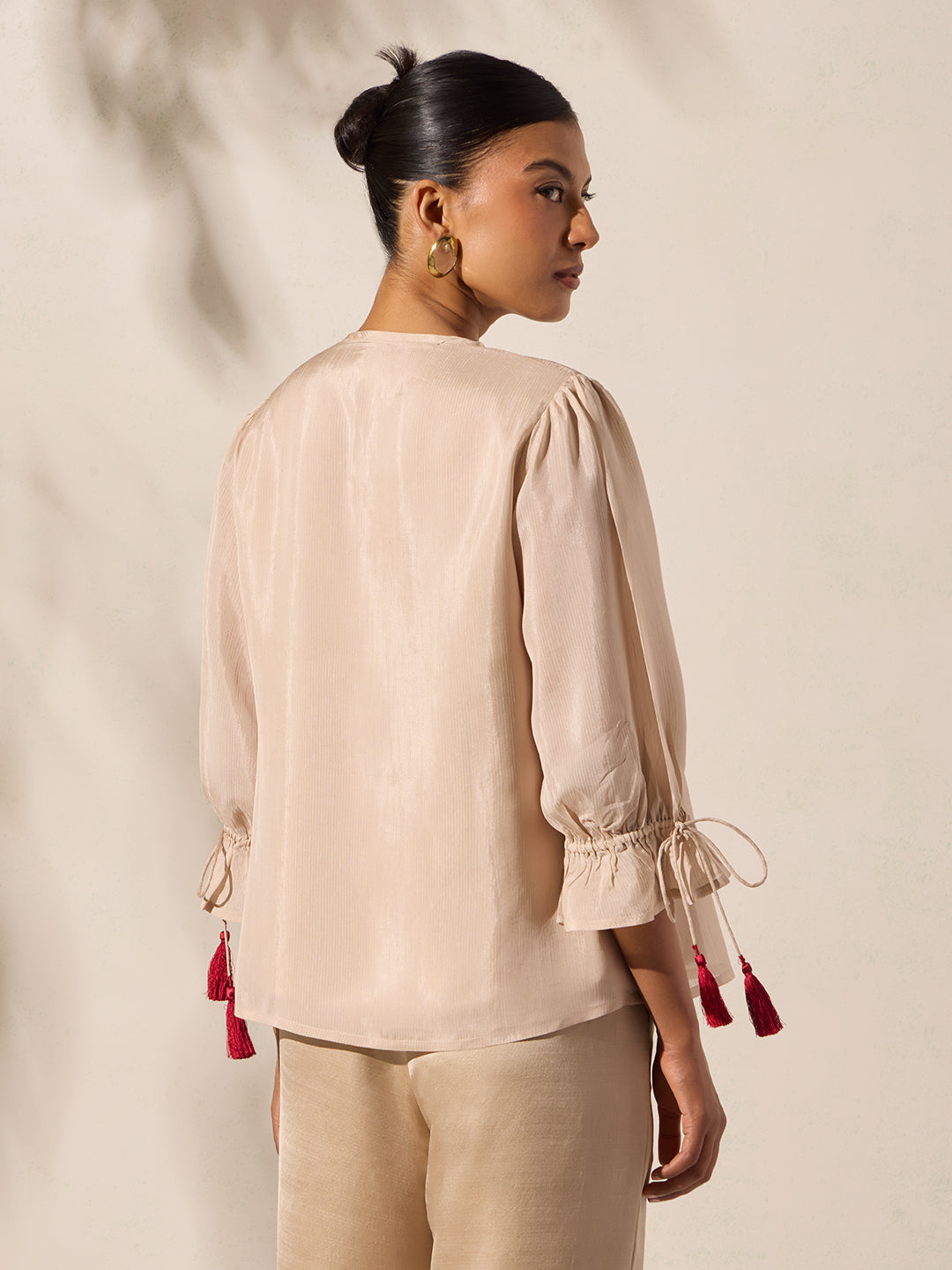 Embroidered Top - Beige