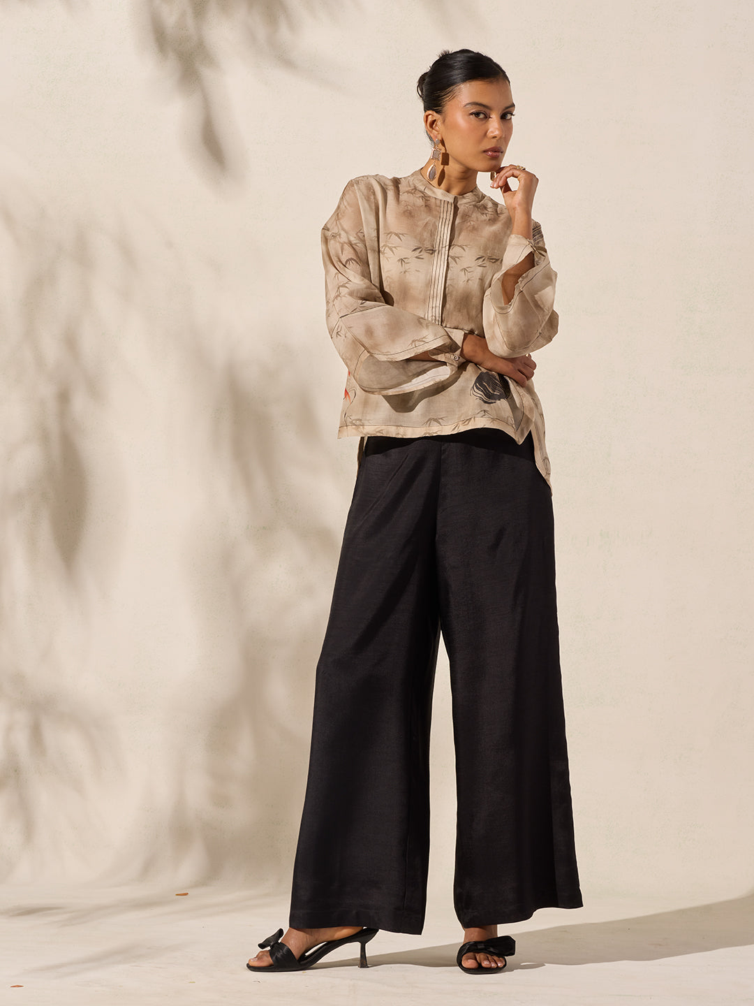 Solid Straight Leg Pants - Black