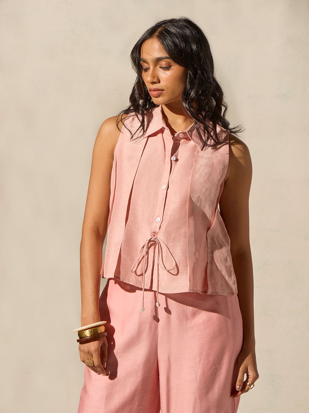 Drawstring Detail Top - Pink