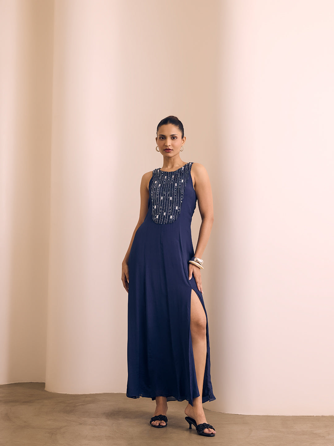 Embellished Maxi Dress - Navy