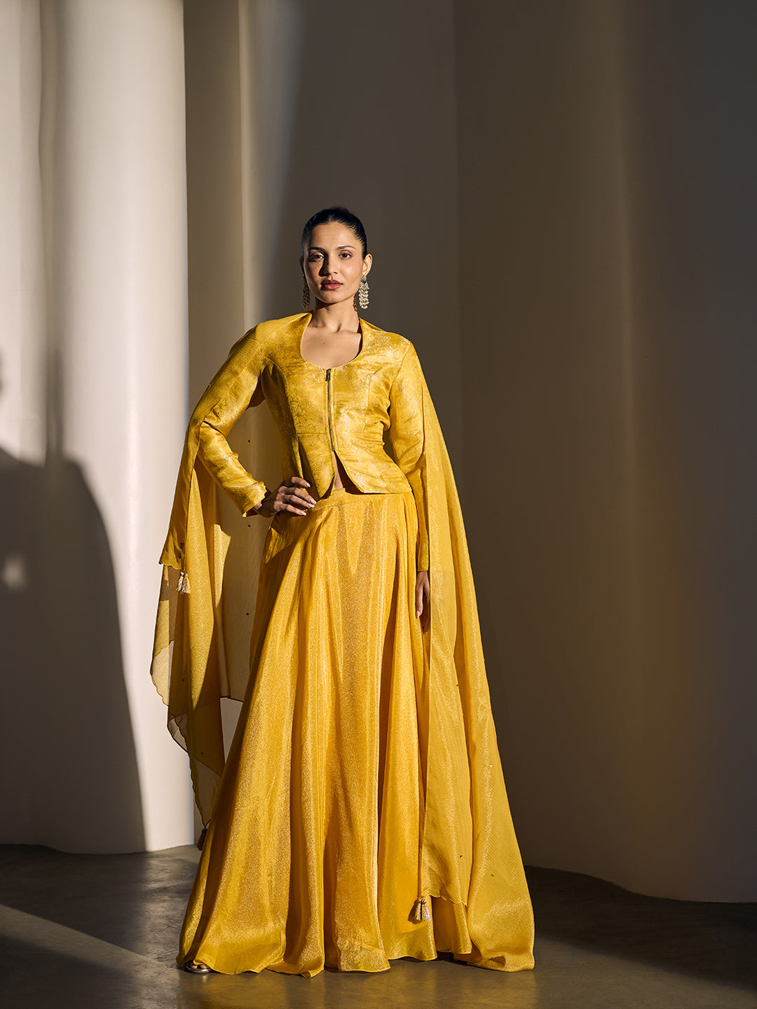 Flared Lehenga Skirt - Yellow