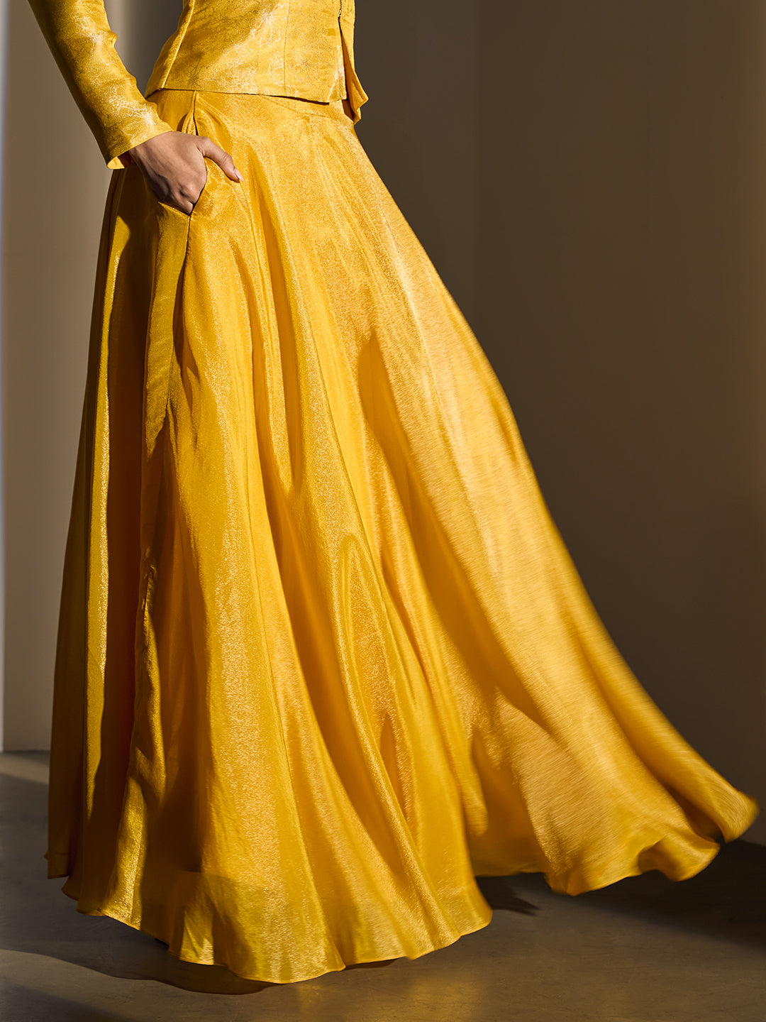Flared Lehenga Skirt - Yellow