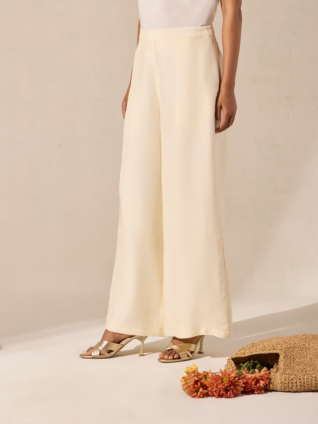 Solid Straight-Leg Pants - Ivory