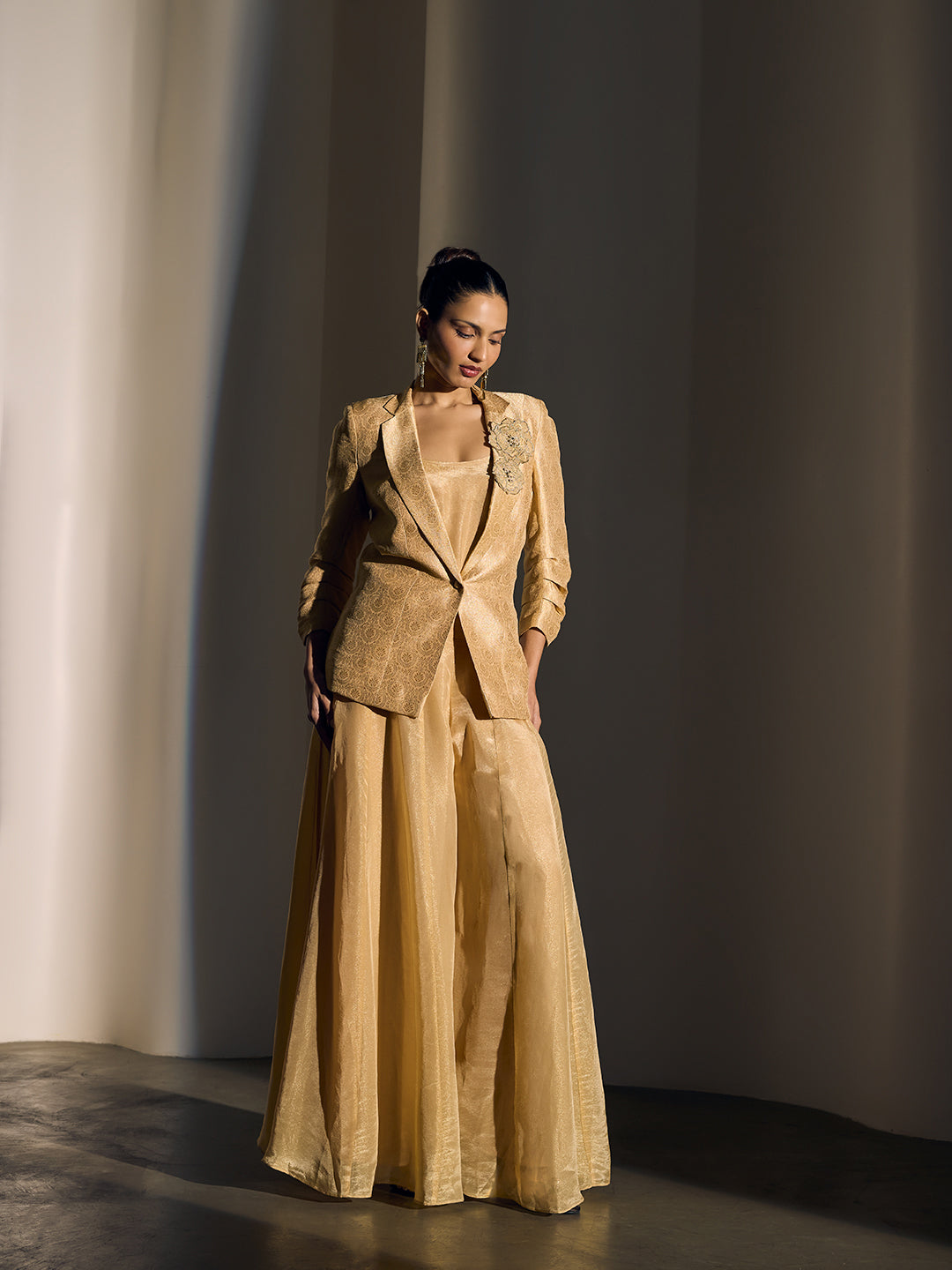 Jacquard Jacket Set - Cream