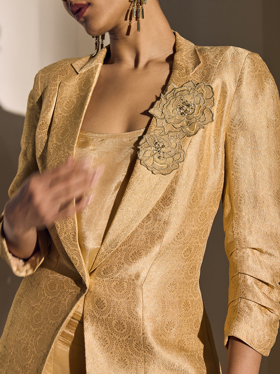 Jacquard Jacket Set - Cream