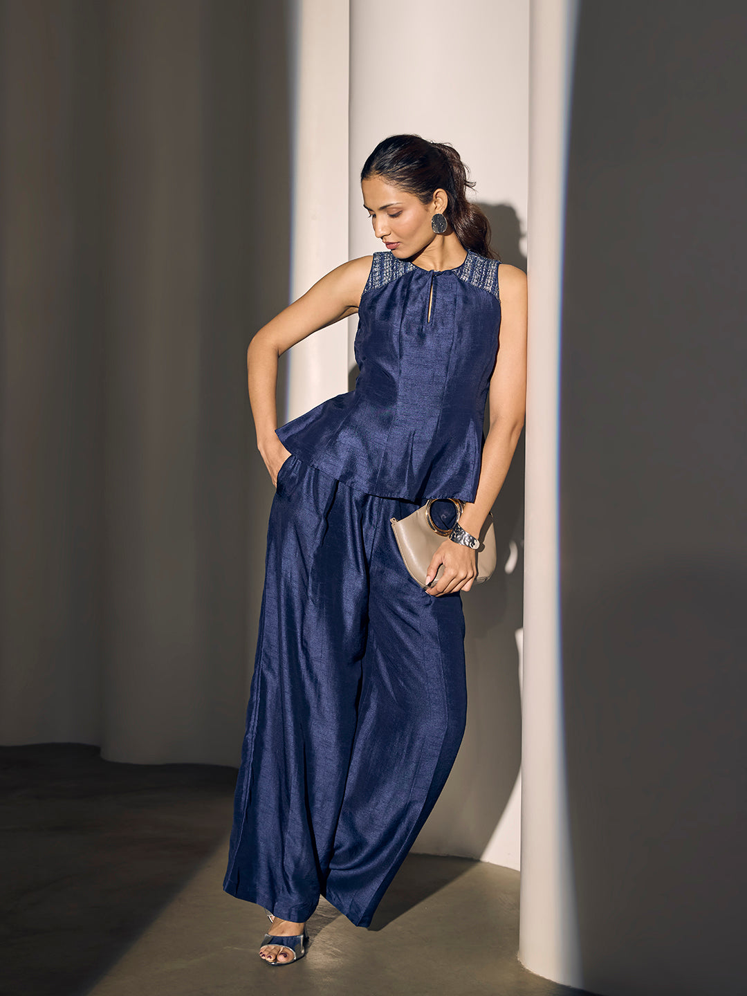 Embellished Top - Navy