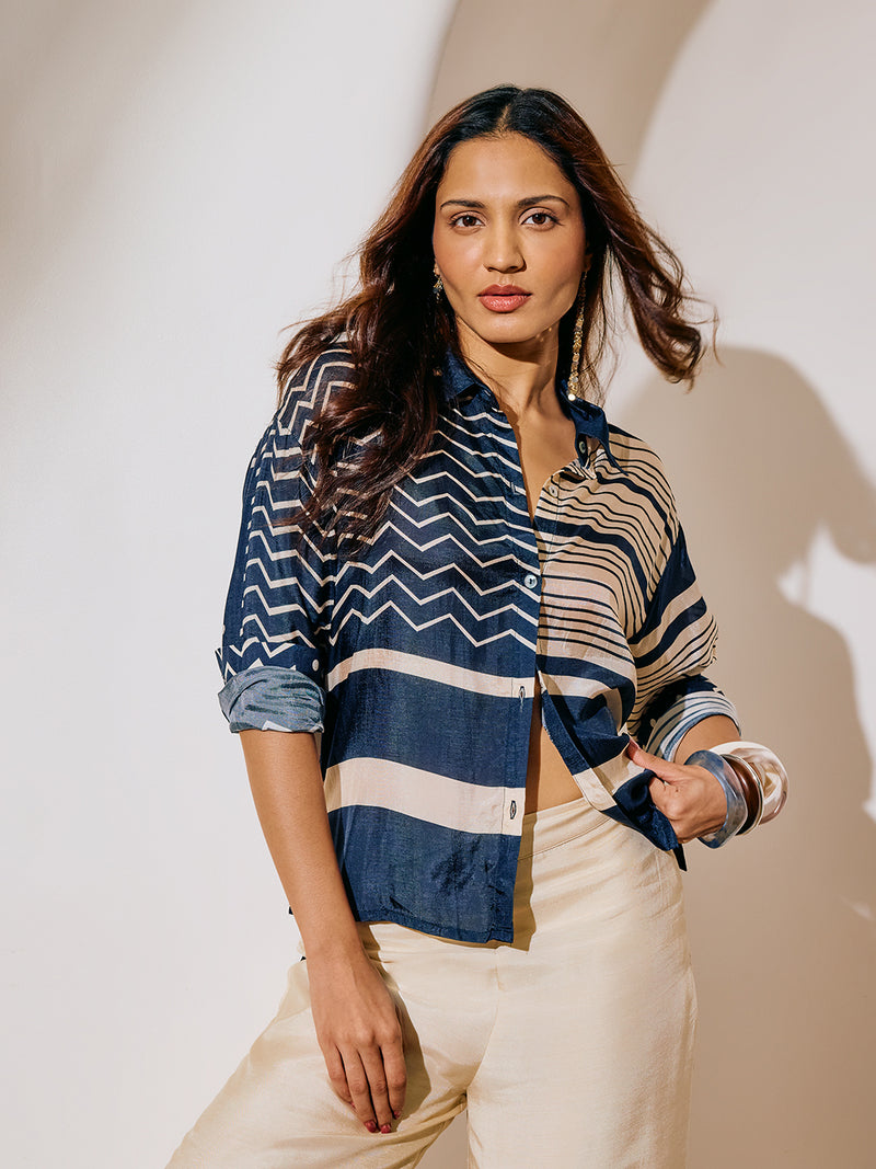 Buy Printed Shirt - Navy from Samoh