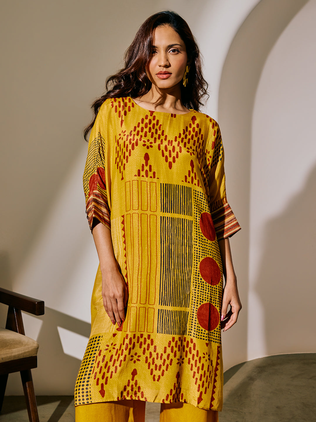 Printed Kurta - Yellow