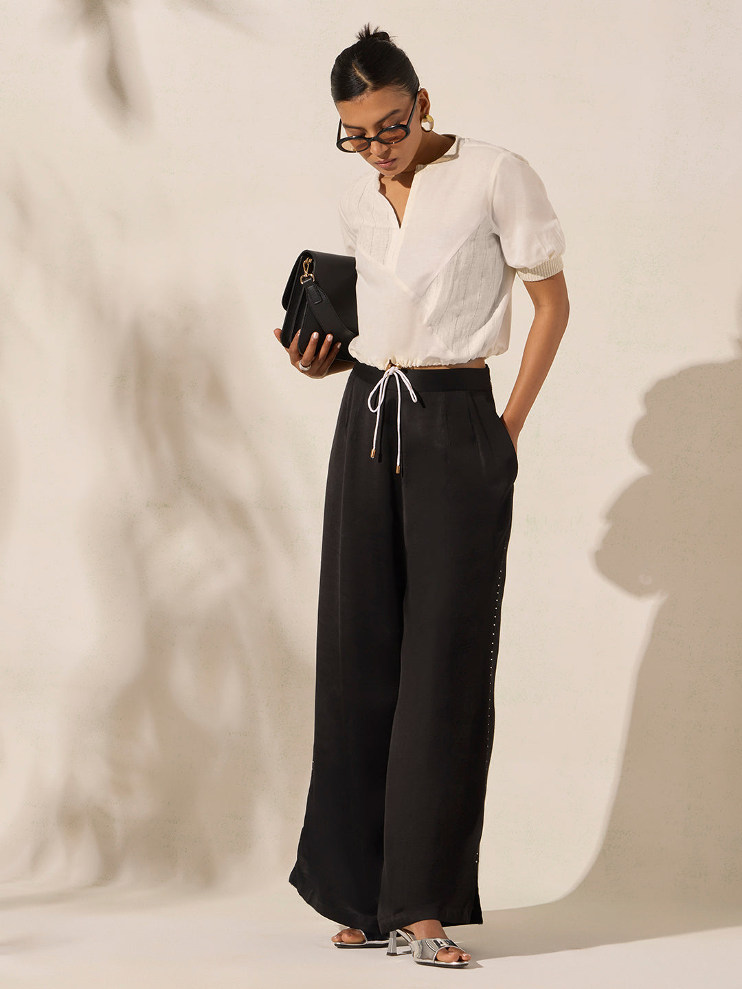 Drawstring Detailed Top - Cream