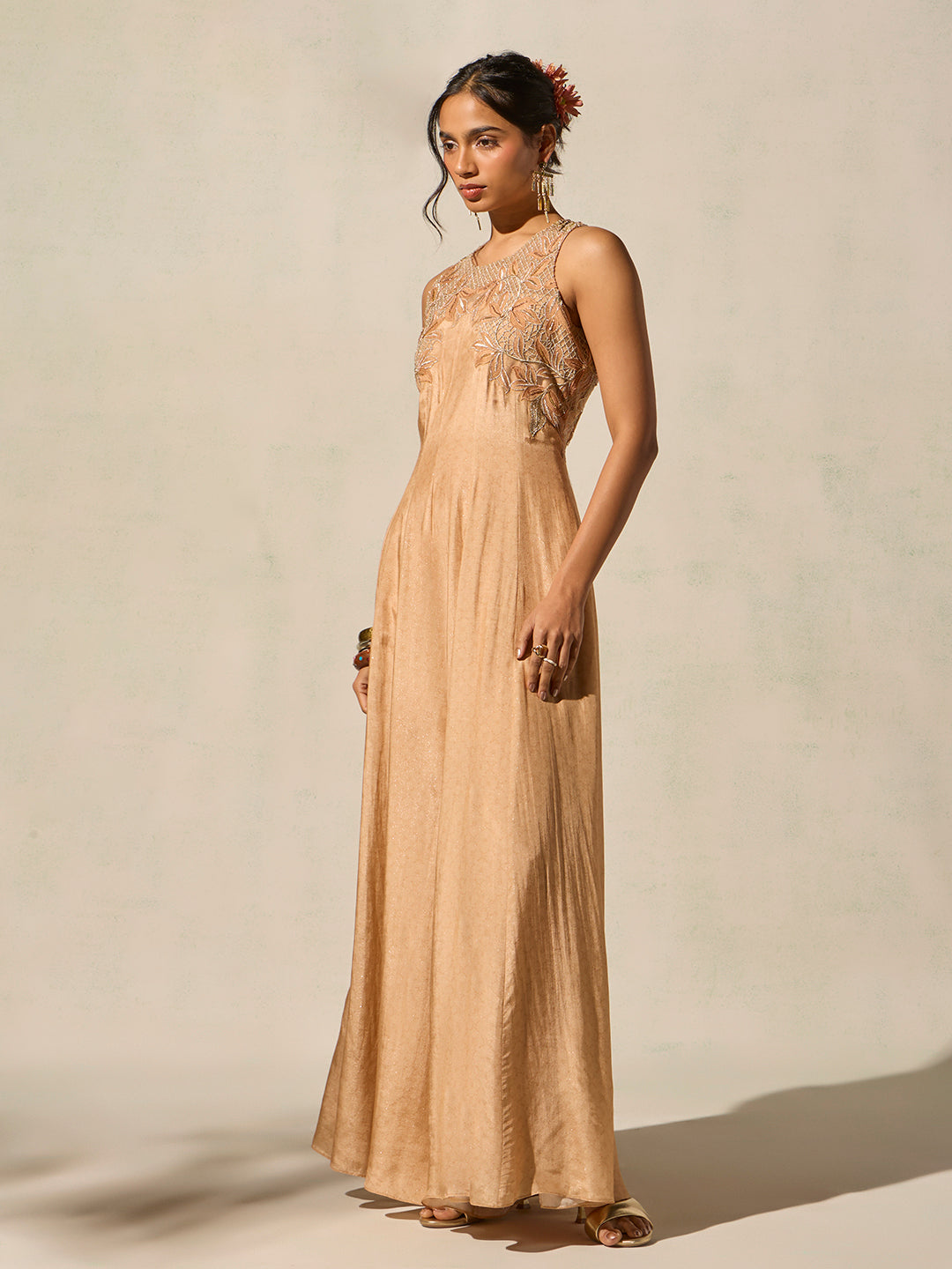 Embroidered Jumpsuit - Peach