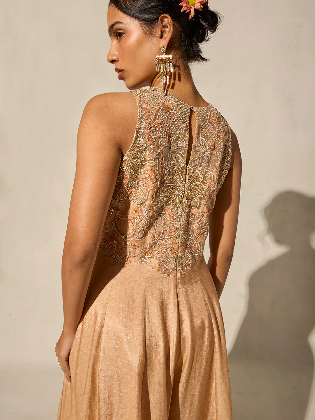 Embroidered Jumpsuit - Peach