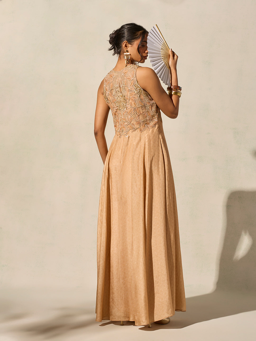 Embroidered Jumpsuit - Peach